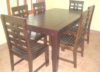 Dark Wood Dining Table with 6 Chairs