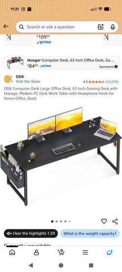 ODK 63" desk, black, assembled
