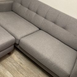 Grey Couch or Sofa with Ottoman
