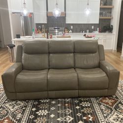 For Sale: Like-New Electric Reclining Brown Leather Couch – One Owner, Smoke-Free Home 