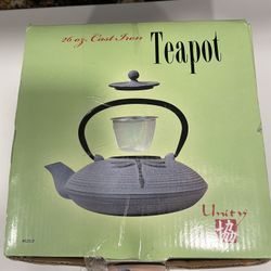 Very Pretty Cast Iron Lavender Teapot With Dragonflies! 