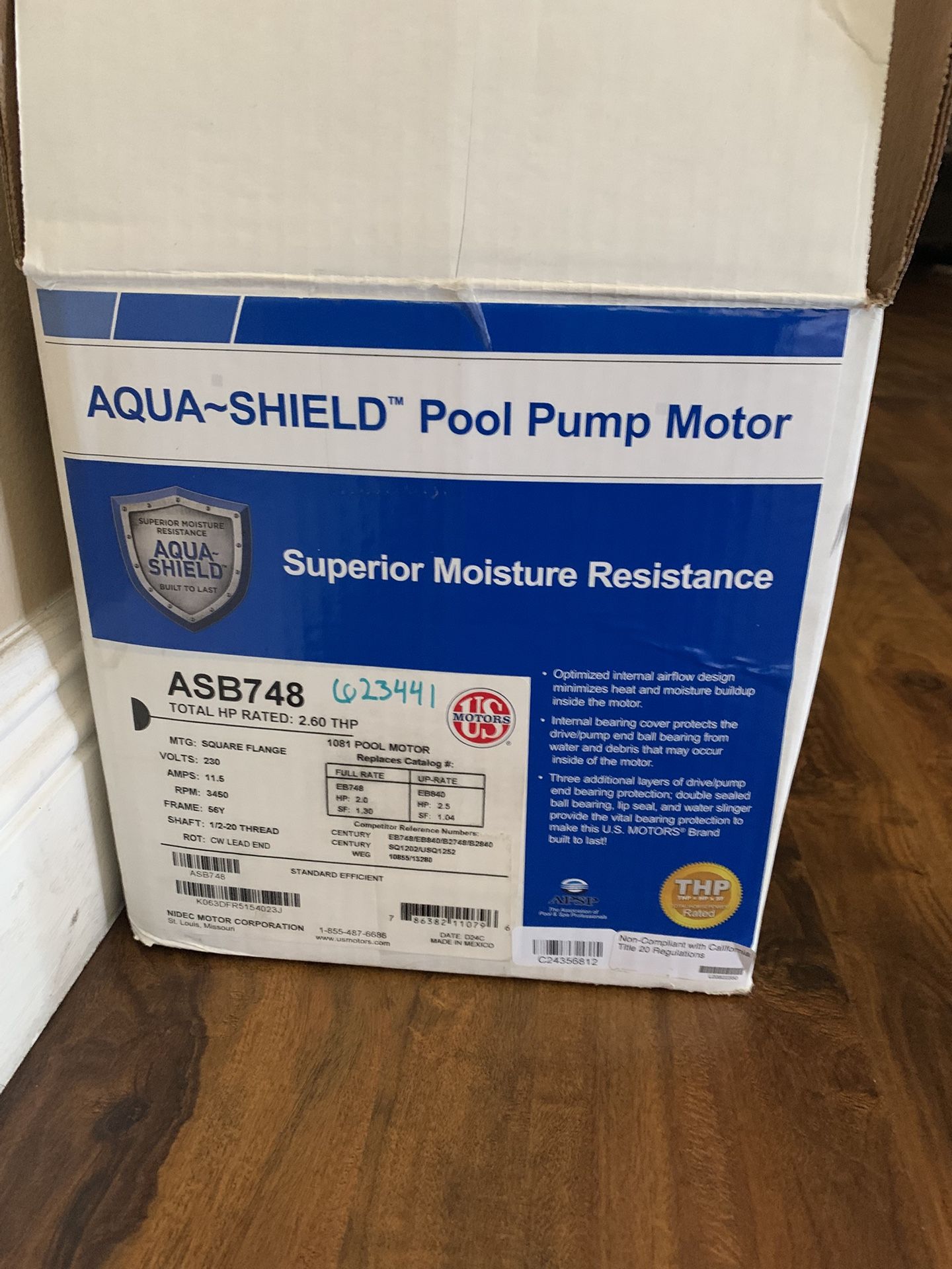 Pool Pump Motor AQUA SHIELD pool Pump Motor. Brand New Never Used.  Paid. $400. Asking $350. 