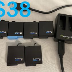 Gopro 7/8 Batteries, Duo Charger And Power Cord  
