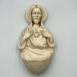 OLD FRANCE SACRED HEART OF JESUS RARE BEAUTIFUL HOLY WATER FONT