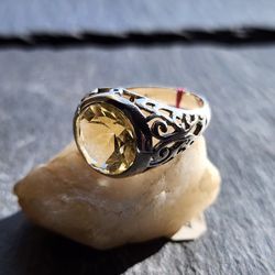 Facet Topaz Ring 925 Silver Size 7