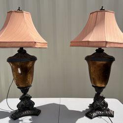 2 West Wood Collection urn glass lamps 