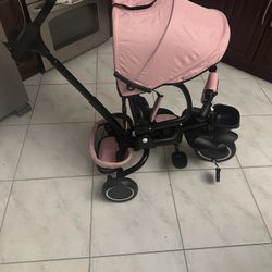 NEW AILEEKISS 8-in-1 Kids' Tricycle Stroller, Folding Toddler Bicycle Unisex Ride Trike 1-6 Years