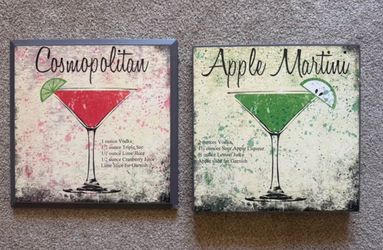 Cocktail Recipe Wall Art Set (2) 12”x12” | MOVING SALE - More Items Available in Profile