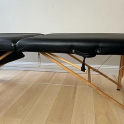 Black Faux Leather Wooden Frame Folding Massage Beauty Table