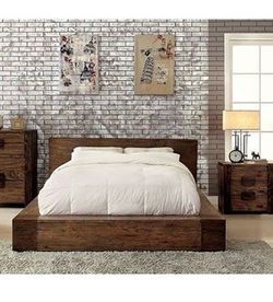 Rustic Wood Platform Bed Frame