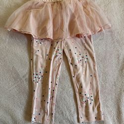 Pink Poka Dot Skirt Attached To Leggings From Carters Size 24 Months 