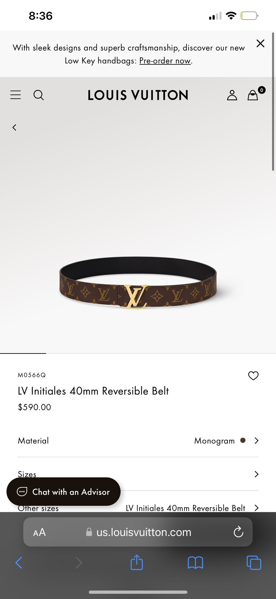 Louis Vuitton Original Brown Monogram Belt (Brand New)