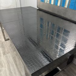 Gloss Black Patterned Dining Table  