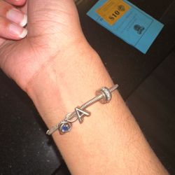 Elegant Silver-Tone Charm Bracelet with Personalized Initial