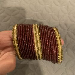 Maroon and Gold Bangles