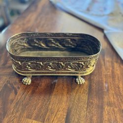 Vintage brass oval planter 