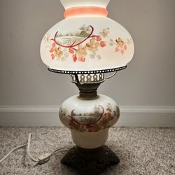 Antique Gone With The Wind Parlor Lamp Floral Hand Painted Electrified