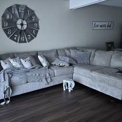 Beige Gray Sectional Couch Sofa