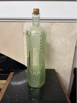 Pale green hexagonal bottle Diamond hobnail texture 13”