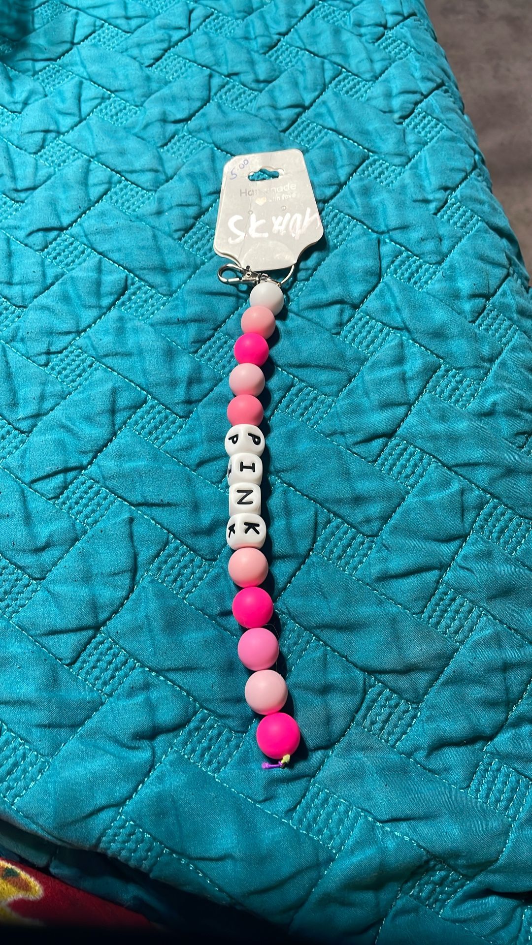 pink silicone key chain