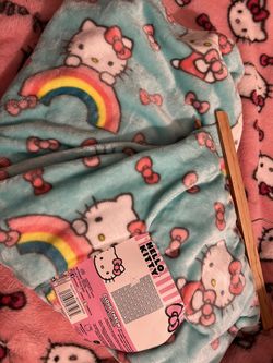 Hello kitty blanket Blue Rainbow 