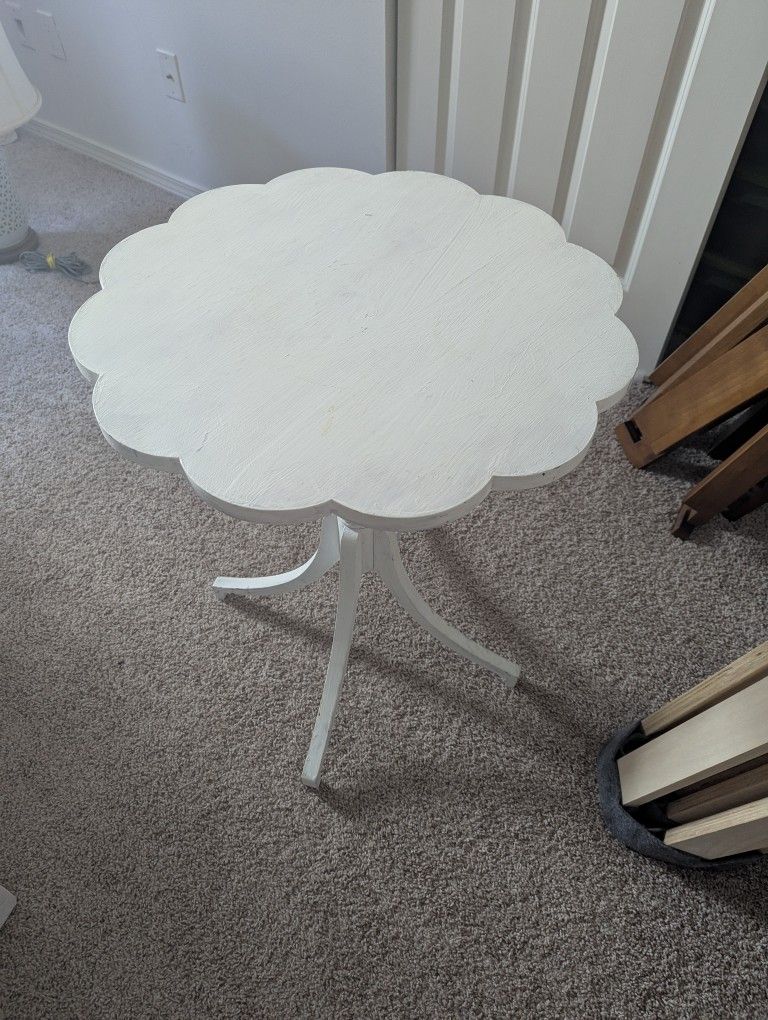 Project White Scalloped Side Table