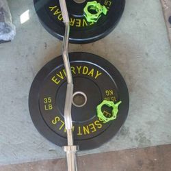 Bumper Plates 35 Set,  Ez Curl  Bar