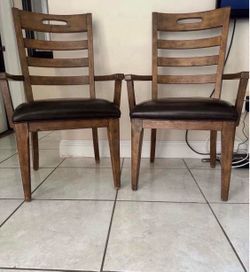 Pair Of Solid Wood Chairs