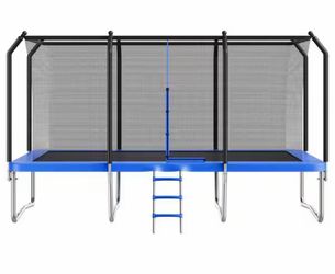 Shop SKYSHALO Outdoor Trampoline, 8 x 14 ft. Rectangle Trampoline, ASTM Approved Recreational Trampolines with Enclosure Ne
