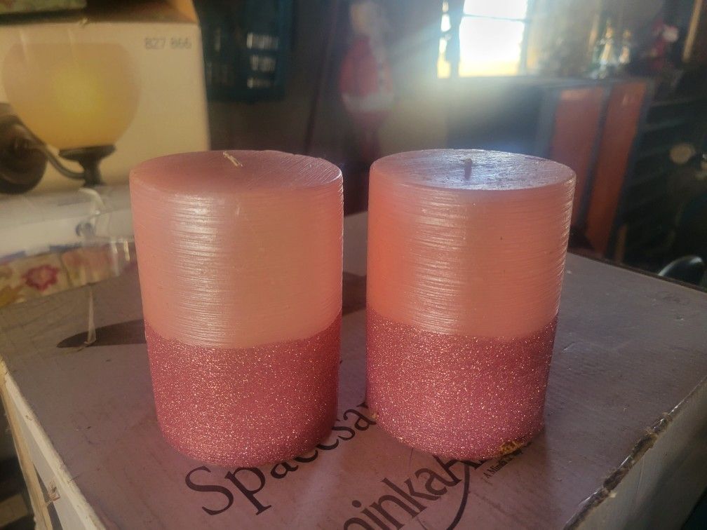 2 Pink Candles Very Pretty