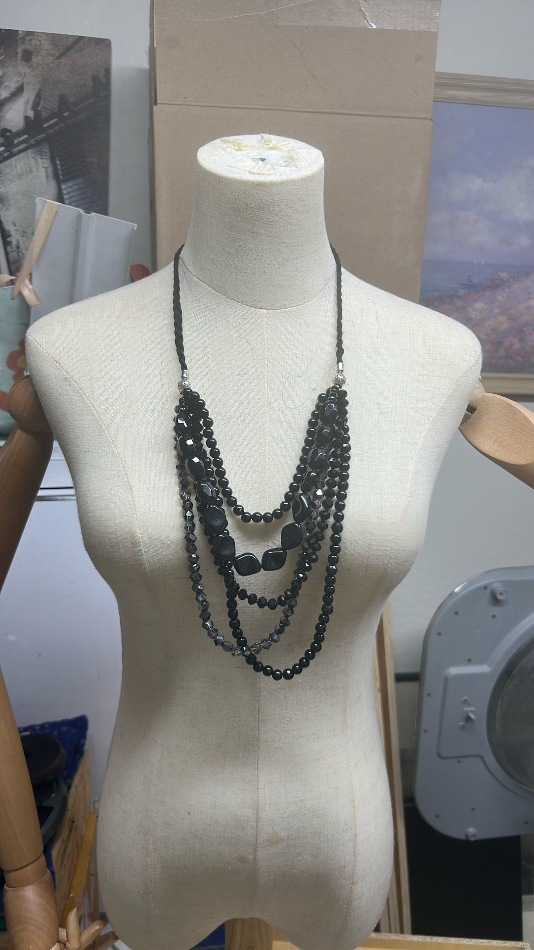 Dark Colored Beads Necklace