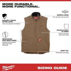 Milwaukee Men's Large Heavy-Duty Brown Sherpa-Lined Vest with 5-Pockets