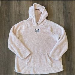 Womens Fluffy Pink Hoody Size L-XL