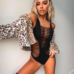 Women's Sexy Summer Cut Out Sleeveless Bodycon Party Bodysuits Clubwear- Black Size: M