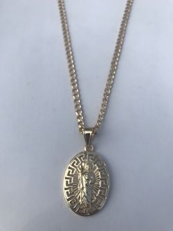 14k Gold filled Cuban link with San Judas charm