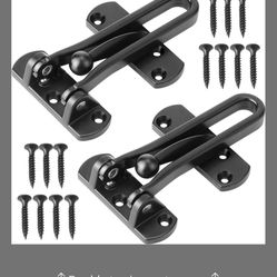 SAISN Door Reinforcement Lock Latch Swing Bar Lock For Home Security Front Door Locks For Kids Thicken Solid Aluminium Alloy (Black, 2 Pack)