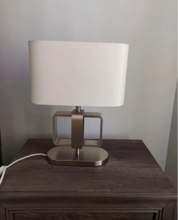 Table lamp, nickel plated/white