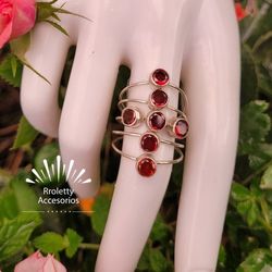 Sterling Silver 925 Ring Cross Design With Red Crystal Stones