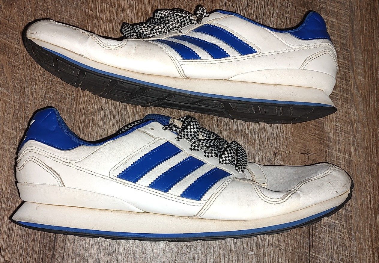 Men Size 11.5 Blue/White Adidas