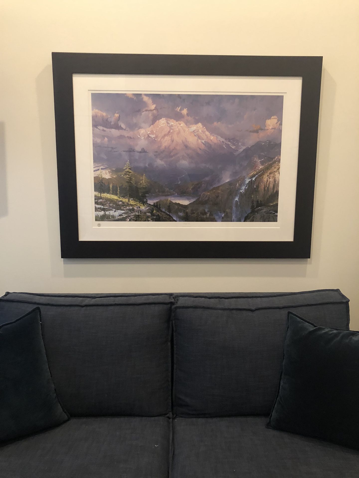 Thomas Kinkade Large Mountain Scene Framed Art