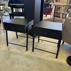 Pair Of Four Hands Soto Iron Black End Tables With Storage 