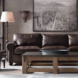 Price Reduced To  $1,850 Restoration Hardware, - Lancaster, Leather Sofa 