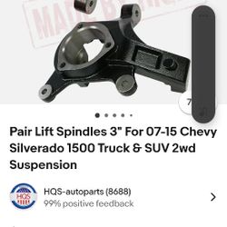 2007 - 2015  Chevy Silverado  And SUV 3 Inch Lift Spindles 