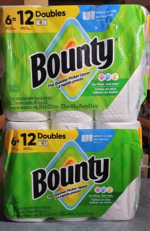 Bounty 6 =12 Paper Towels ( 2 for $22)