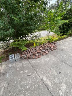 Cinder blocks, bricks, pavers, stones