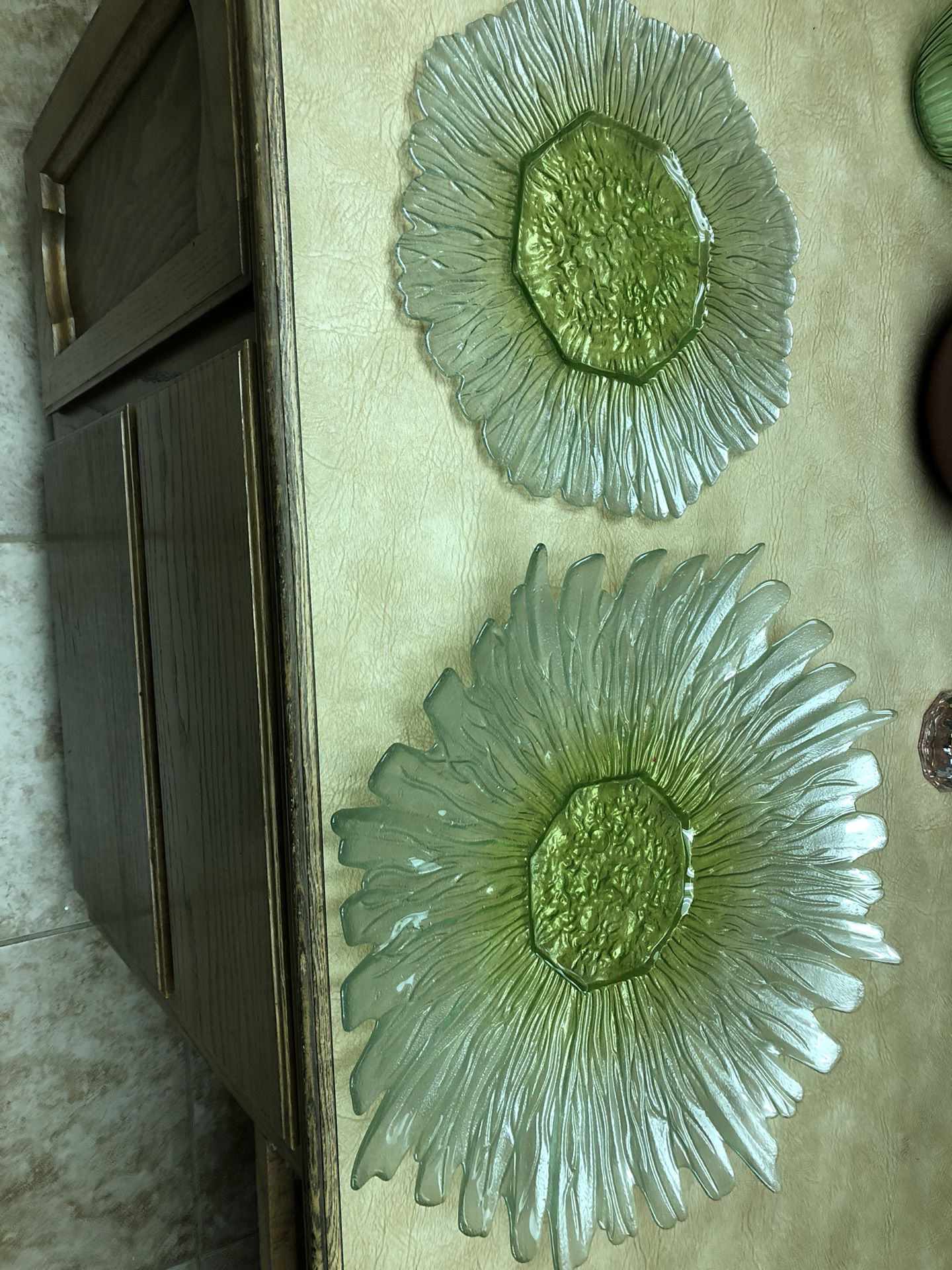 Green glass platter