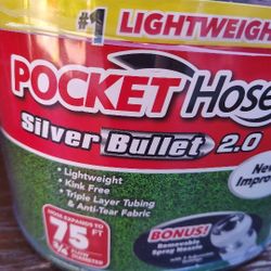 Pocket Hose 75 FT Flexible Expandable Garden Hose Silver Bullet 2.0 