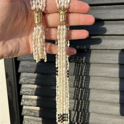 Vintage pair, two necklace bracelet, real rice pearls and Onyx Multi Strand, Jewelry Estate  