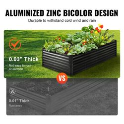 Vevor Galvanized Raised Garden Bed Box 44” Length X 22” Width X Height 10”