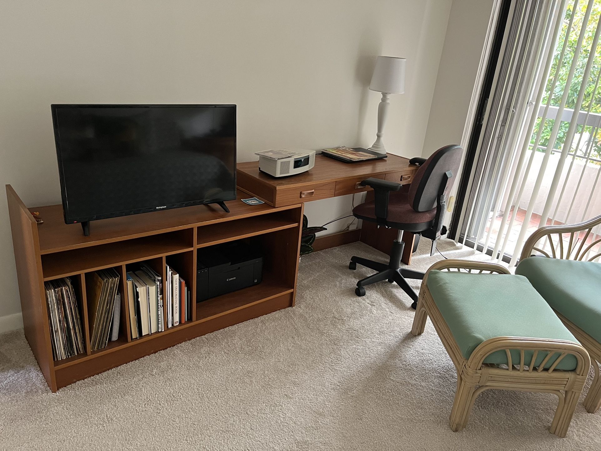 Small Entertainment Center And Desk.